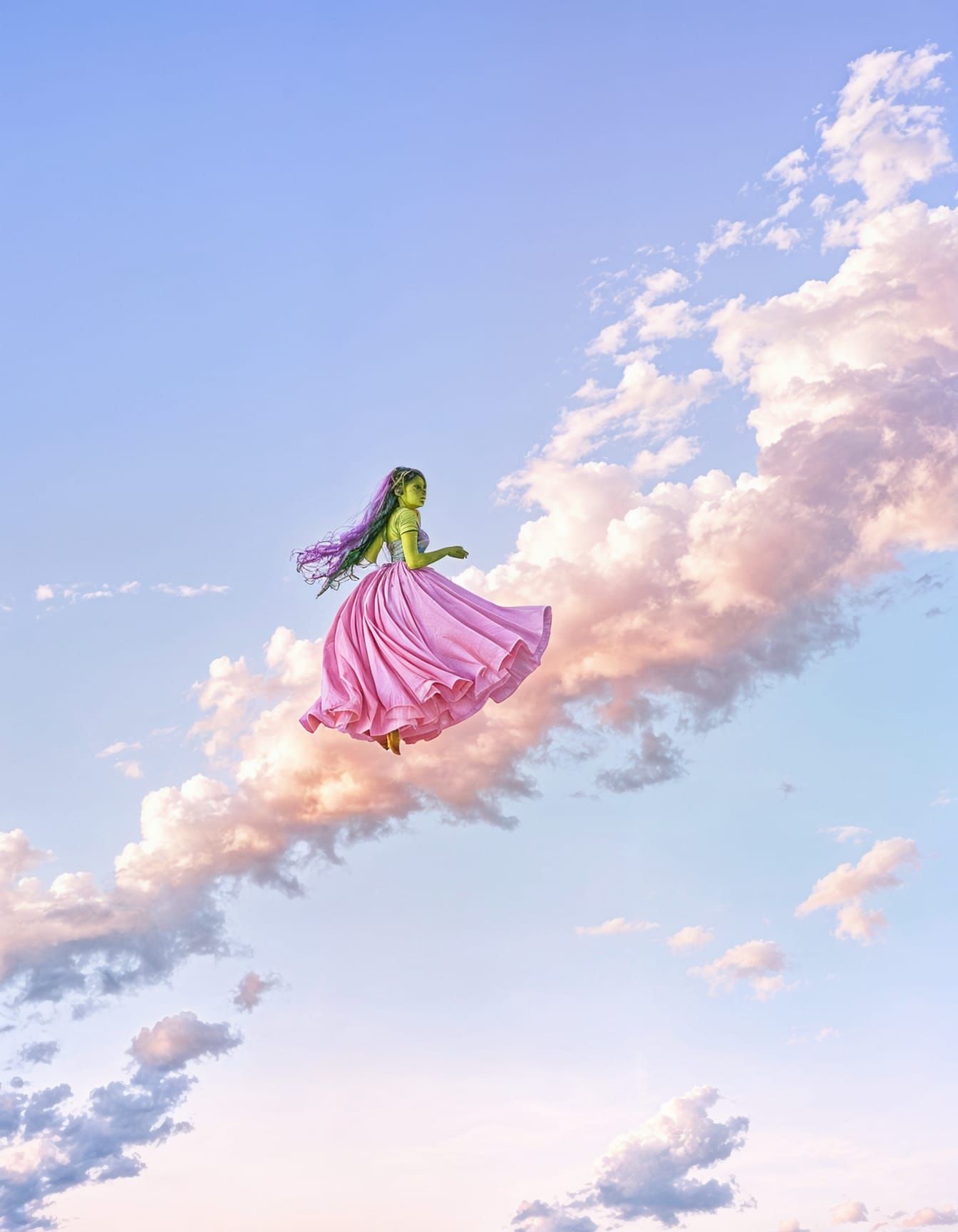 Ethereal Princess in a Pink Cloud Dress