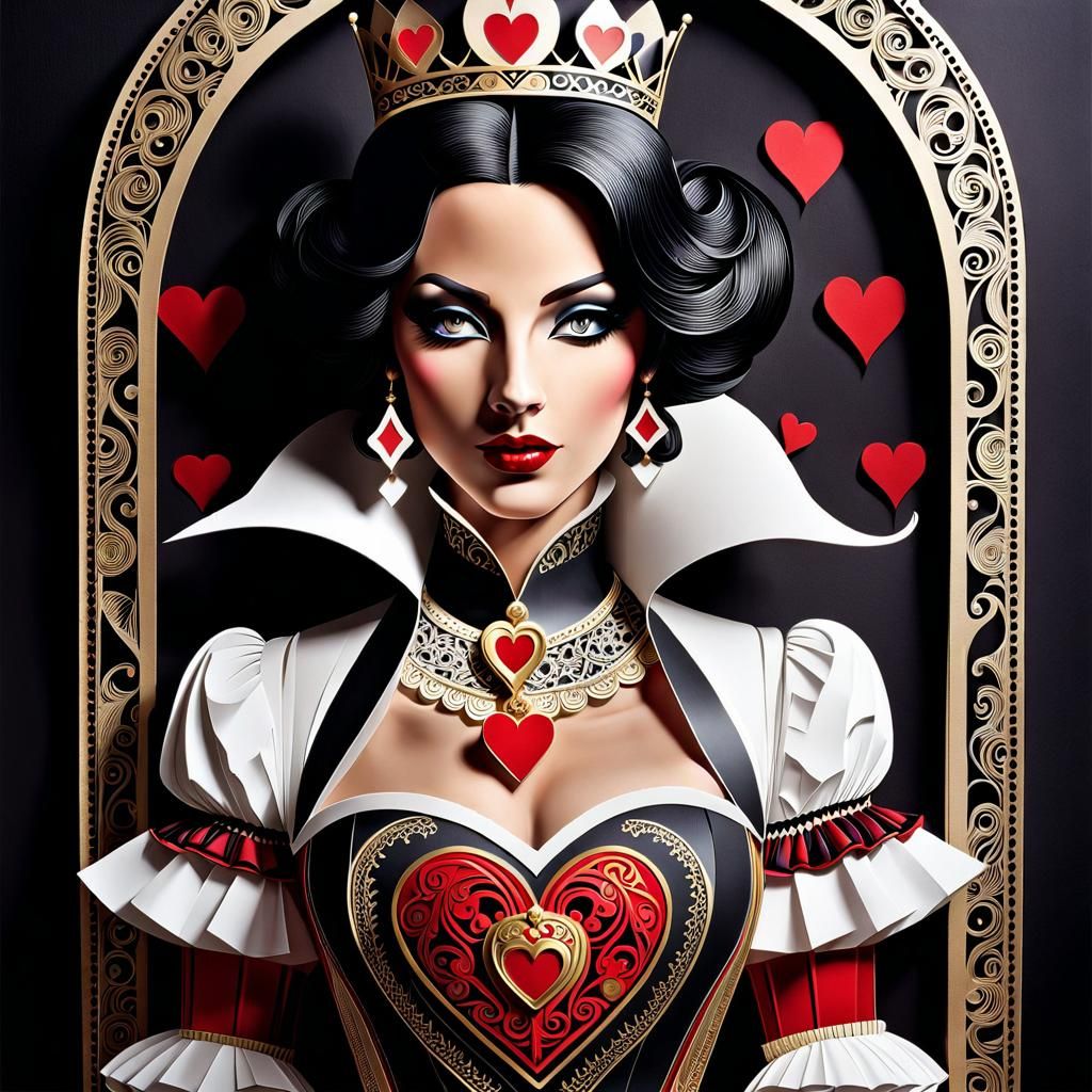 Jack of Hearts and Queen of Spades in Paper Cut-Out