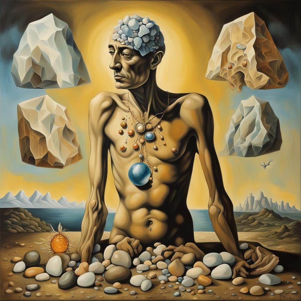 King's Son Transformed: A Surreal Stone Being