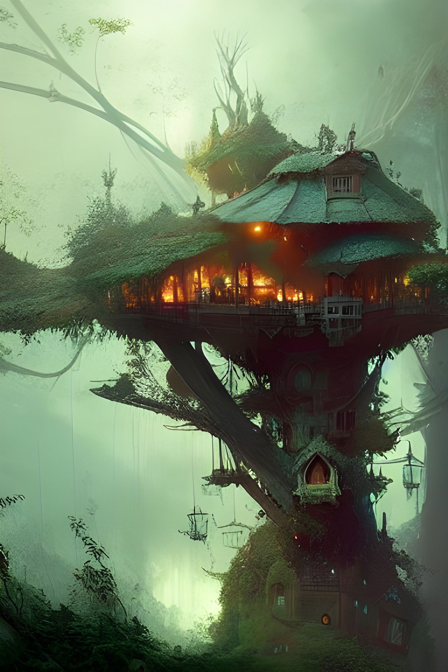 Treehouse on top of a giant tree
