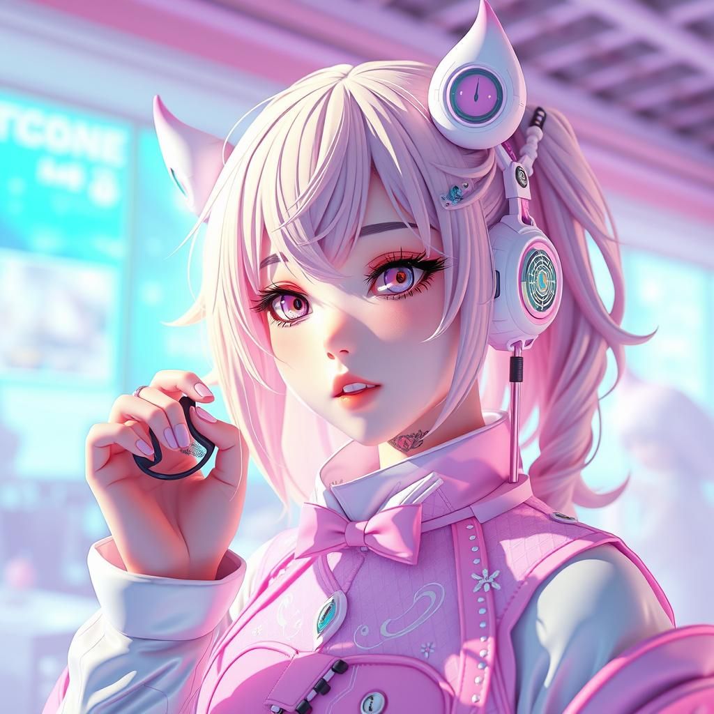 Anime-Inspired 3D Render in Pastel Hues