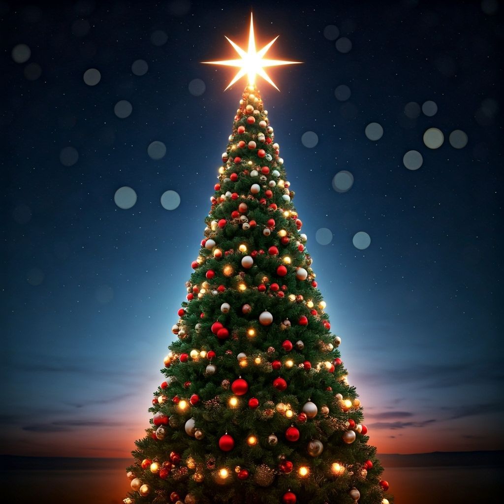 Festive Christmas Tree Under Starry Sky