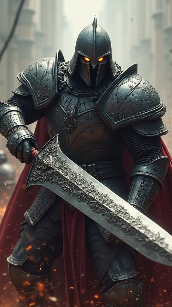 Majestic Warlord in Full Armor, Fantasy Art