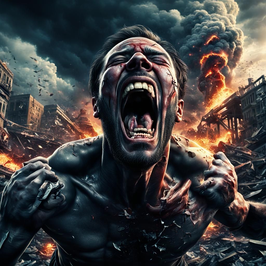 Soul Ripped: Agonized Scream in Digital Painting