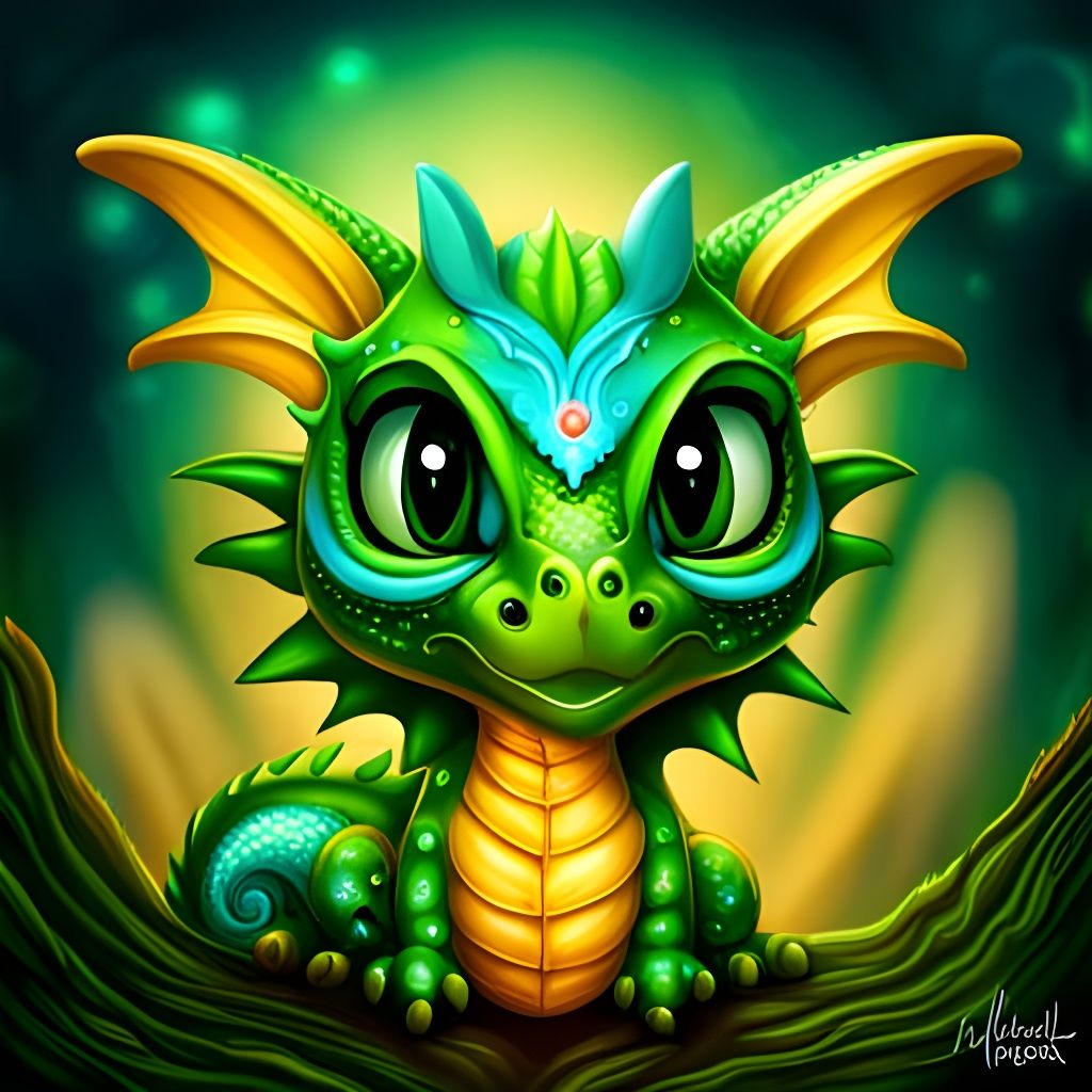 Cute Chibi Dragon with Gemstone Scales
