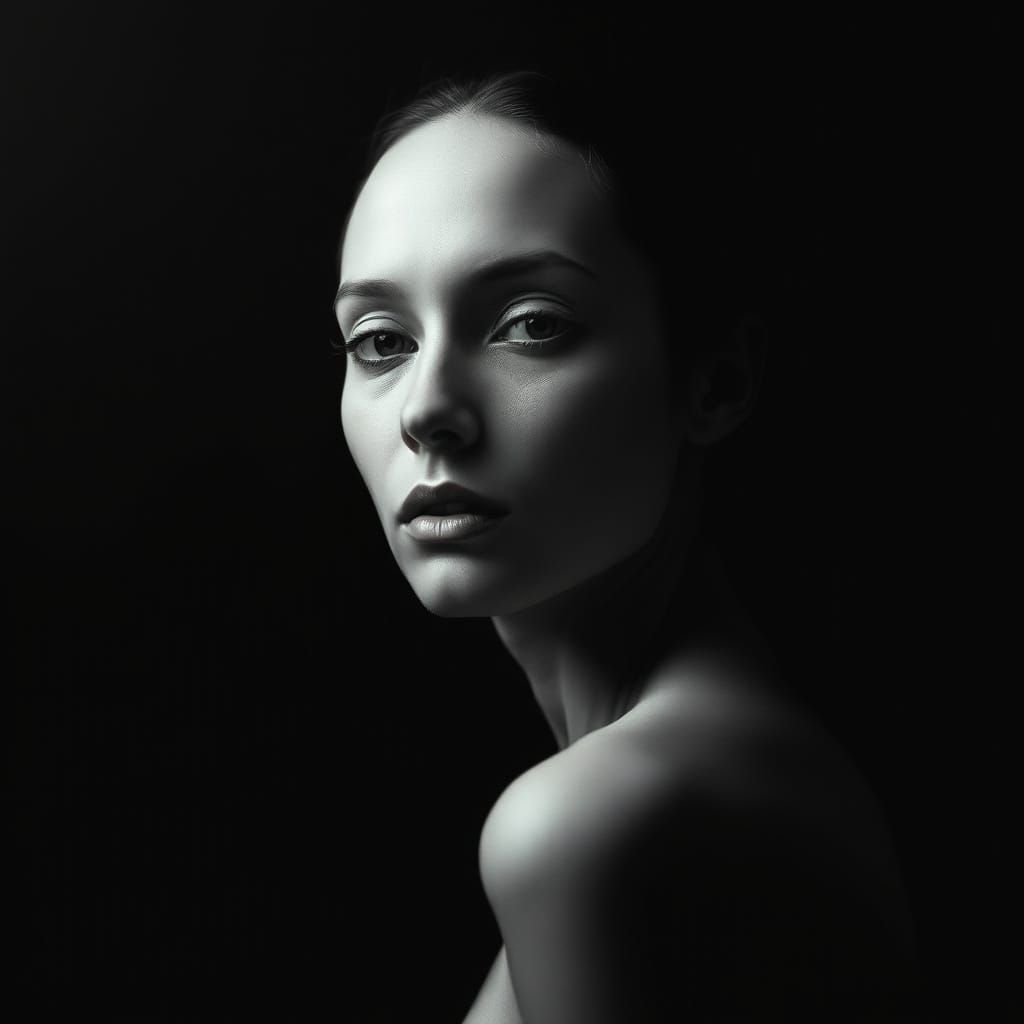 Elegant Woman in Classic Black and White Photography Style