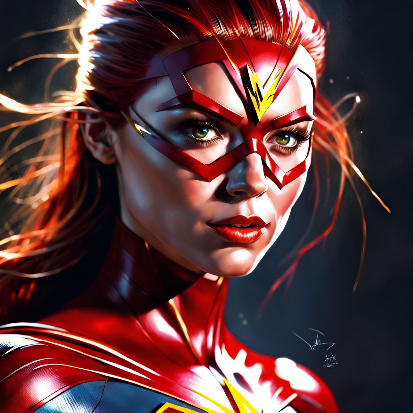 Gorgeous Superheroine Portrait in Comic Book Style