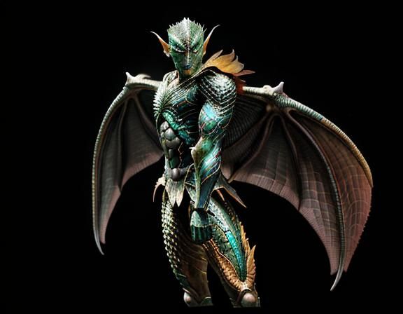 Hyperrealistic Rodan Dragon with Iridescent Scales