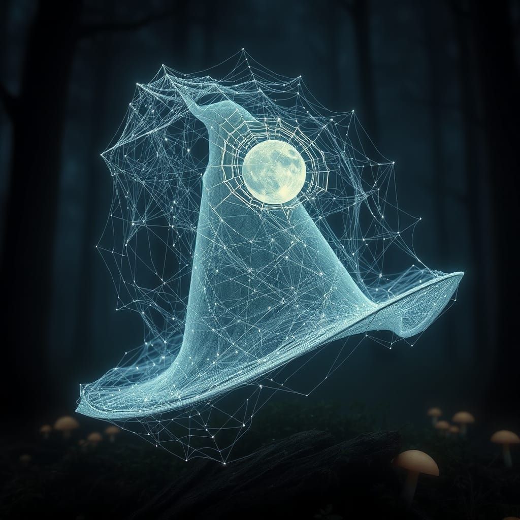 Ethereal Spiderweb Hat in Moonlit Forest