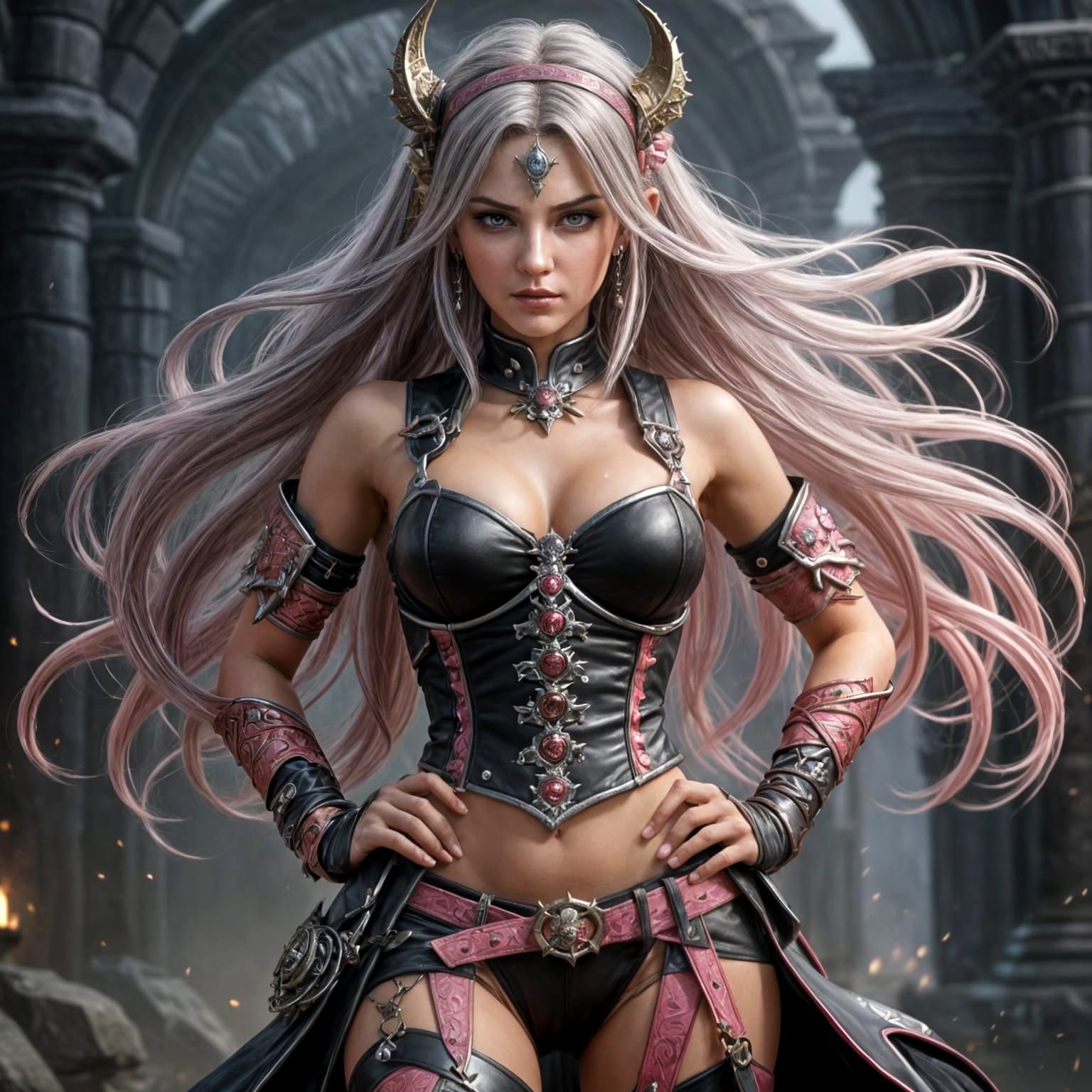 Ethereal Goth Witch in Dazzling Medieval Attire