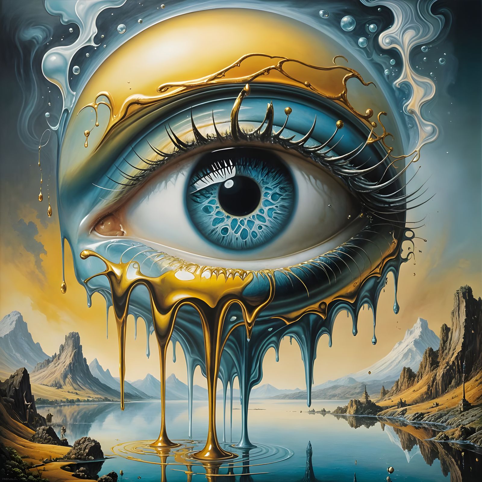 Surrealist Masterpiece in Dreamy Oil on Canvas