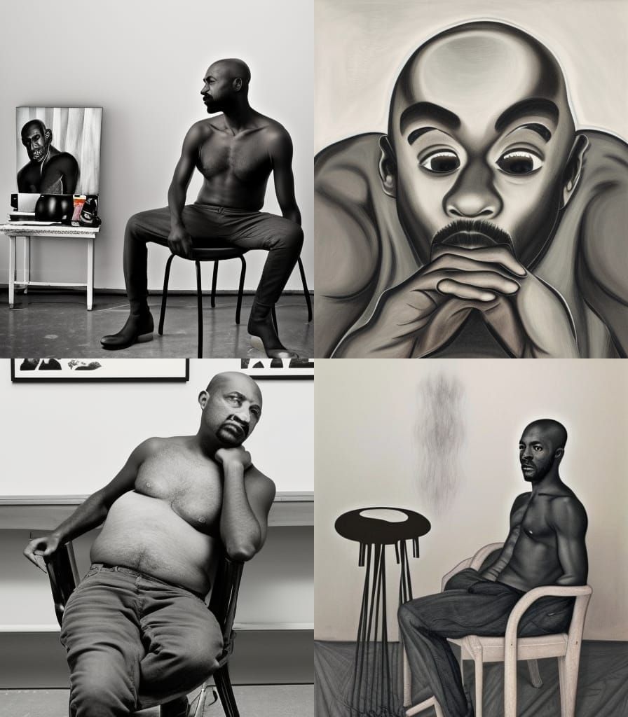 Realistic Portrait of Young Black Man in Ofili Style