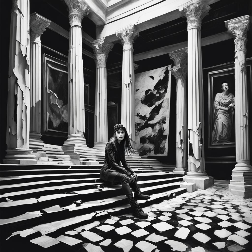 Cybergoth Model in Coffee Shop Art Exhibit