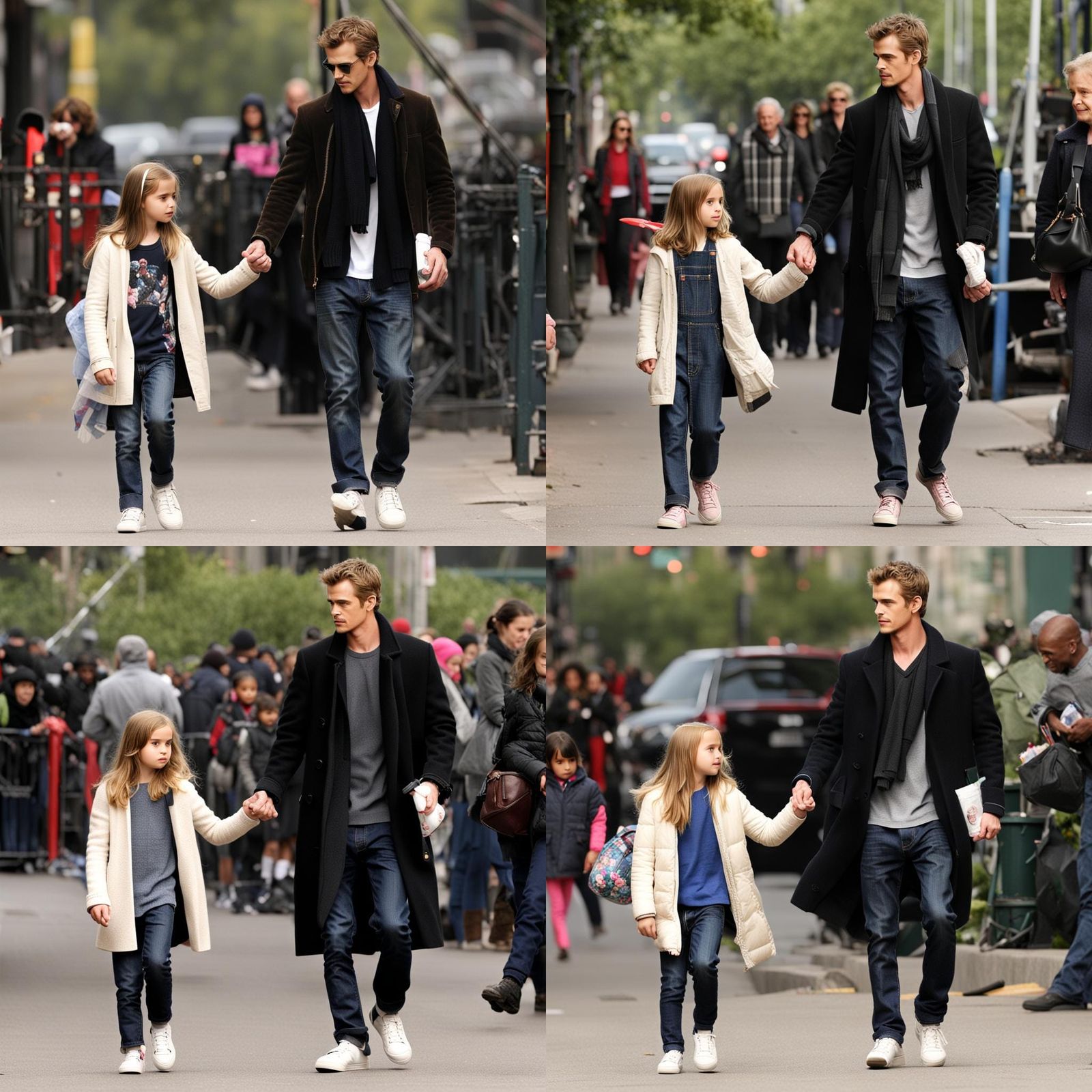 Hayden Christensen Holding a Little Girl's Hand
