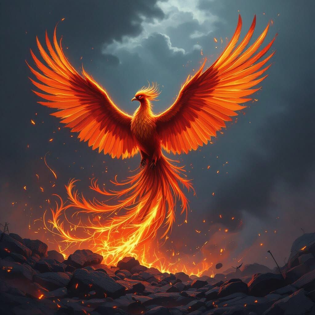 Majestic Phoenix Rising: A Digital Painting