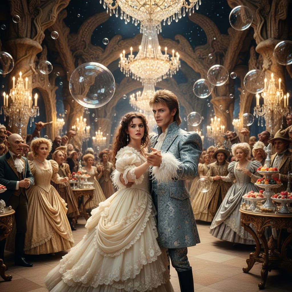 Sarah and King Jareth in Labyrinth Ballroom Scene