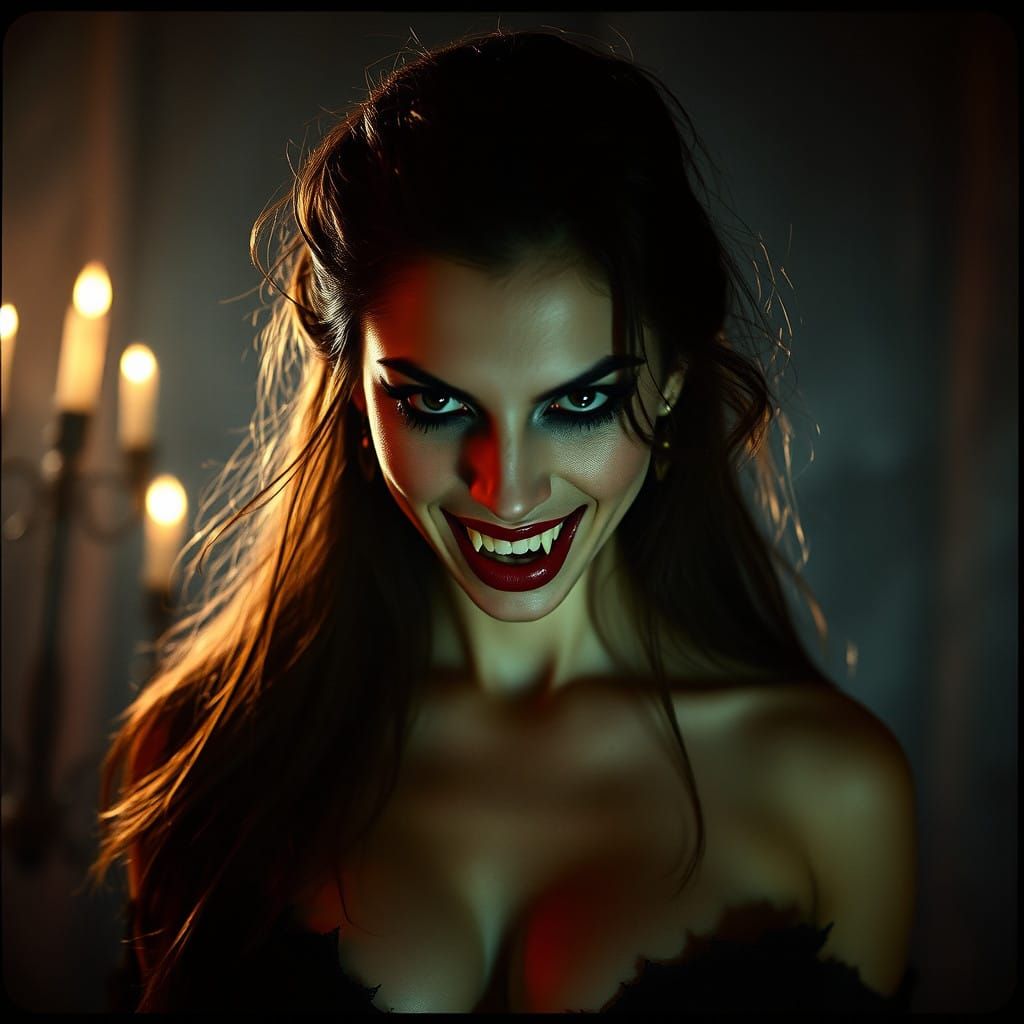 Seductive Vampire Goddess in Dark Romanticism
