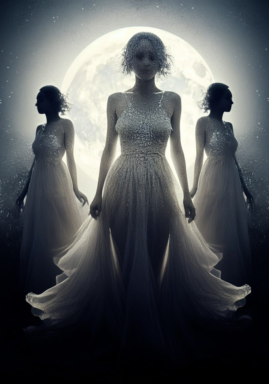 Surreal Moonlit Silhouettes in Dreamlike Abstraction