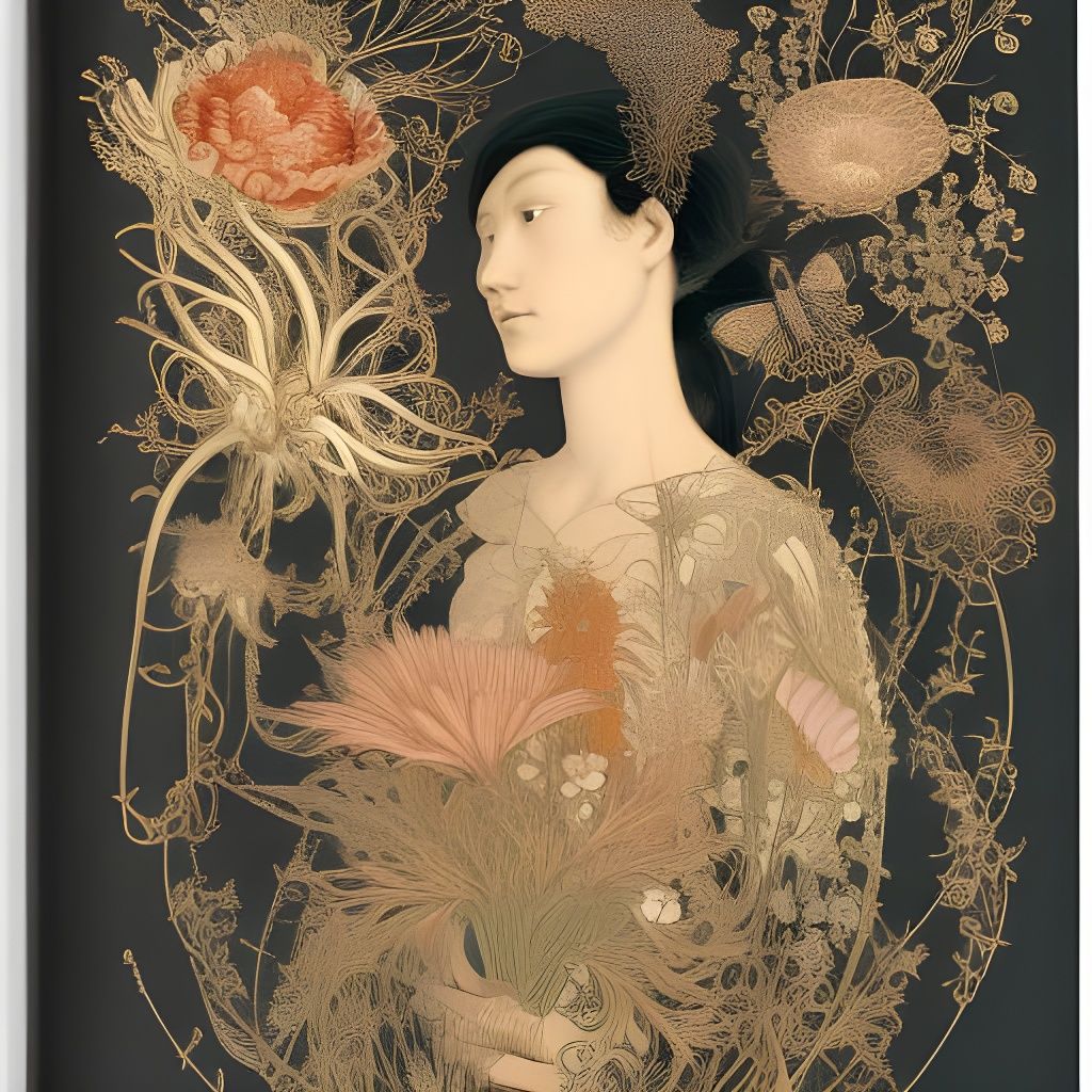 Girl with Flowers in Haeckel and Ngai Style