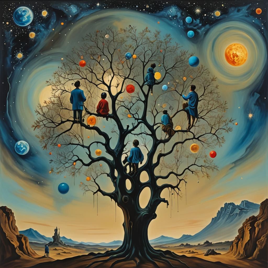 Surreal Starry Sky Scene in Salvador Dali Style