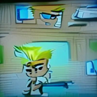 Stylized Cartoon Character with Spiky Blonde Hair