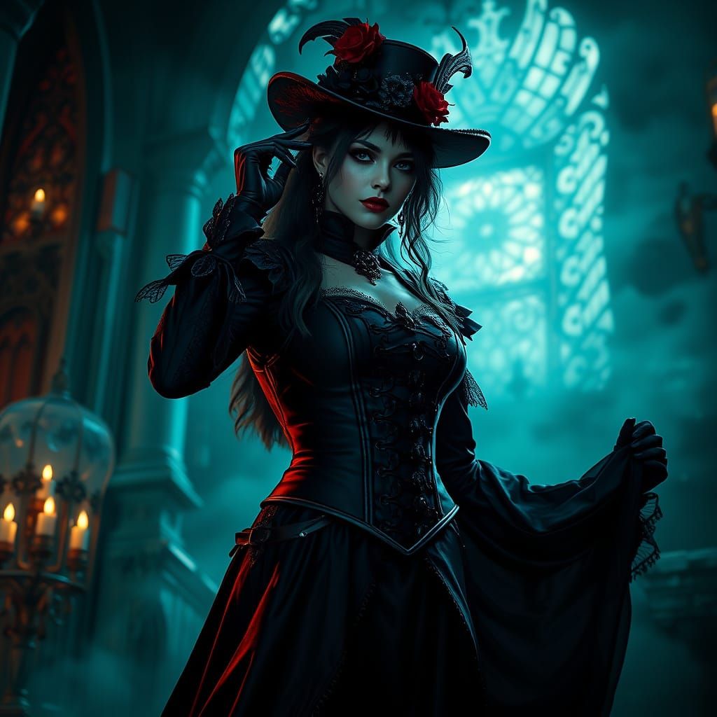 Mystical Gothic Heroine in Victorian Style