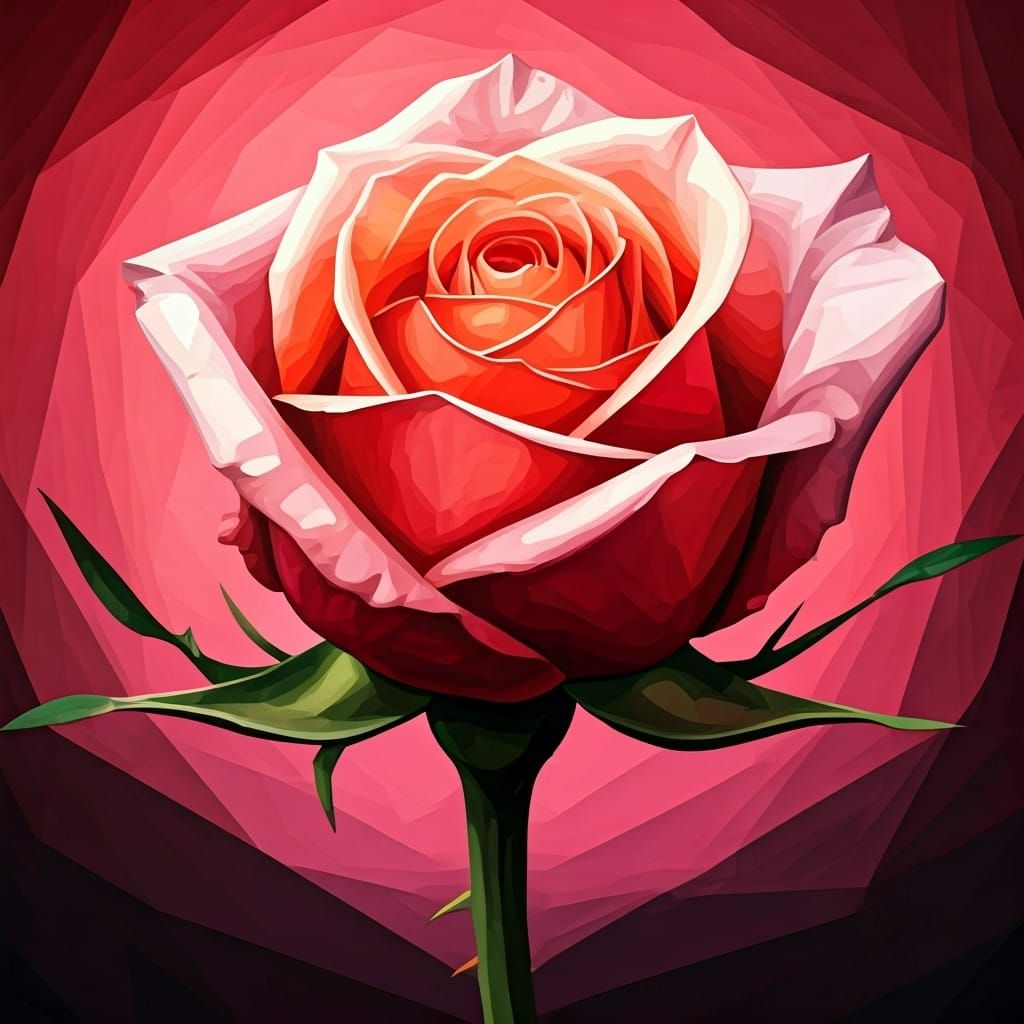 Rosebud in Neo-Cubist Style with Art Deco Flair