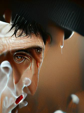Tony Montana Portrait in Film Noir Style