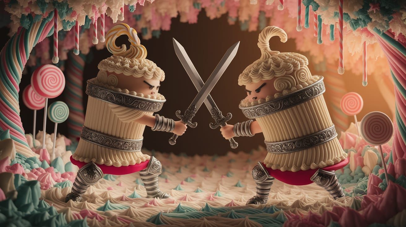 Whimsical Sugar Duel in an Enchanted Forest