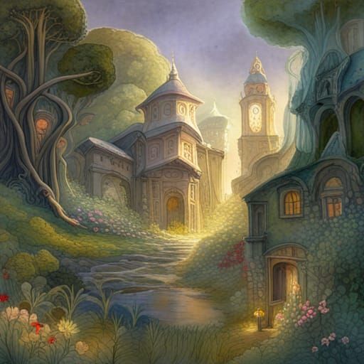 Fairies Home: Dreamlike Watercolor Fantasy