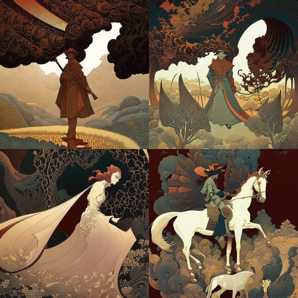 Lonesome Cowboy: Art Nouveau Cel Shading Portrait