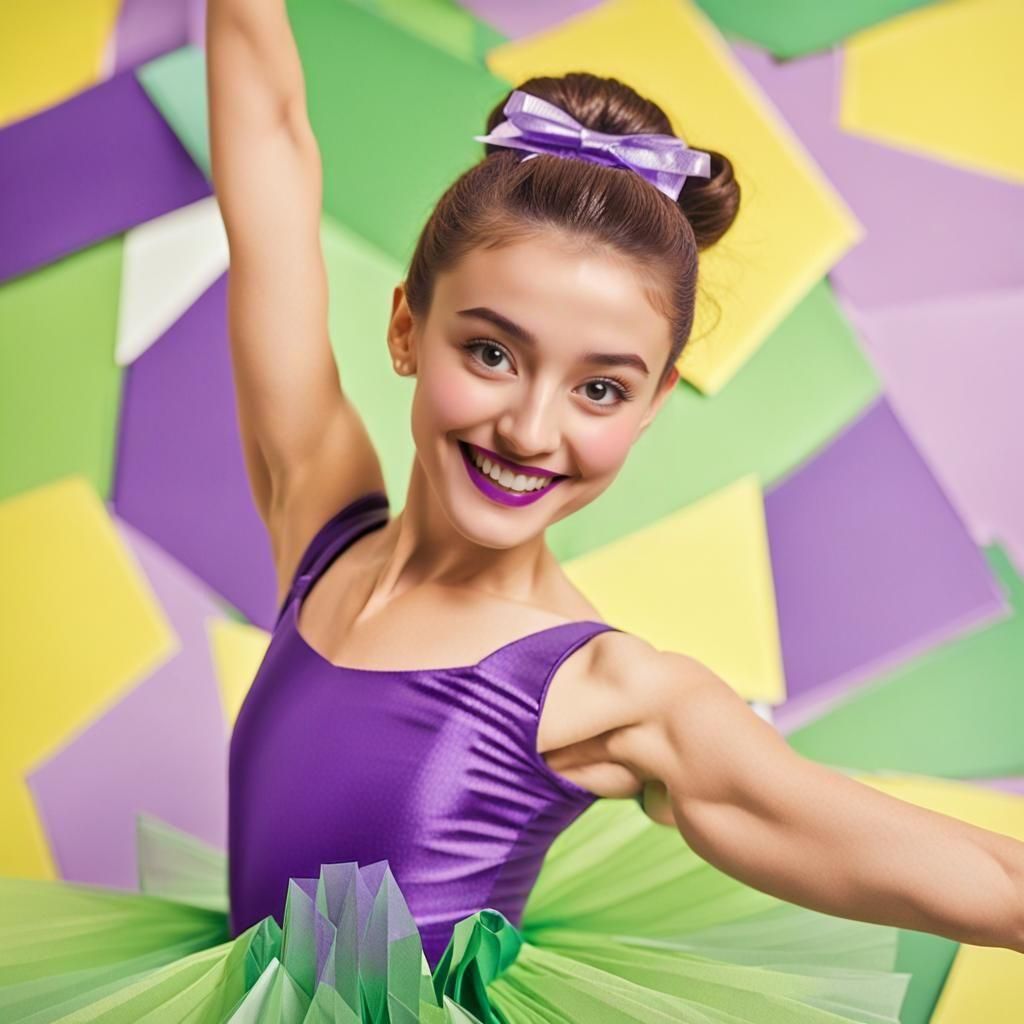 Pop Art Ballerina with Origami Paper Folds