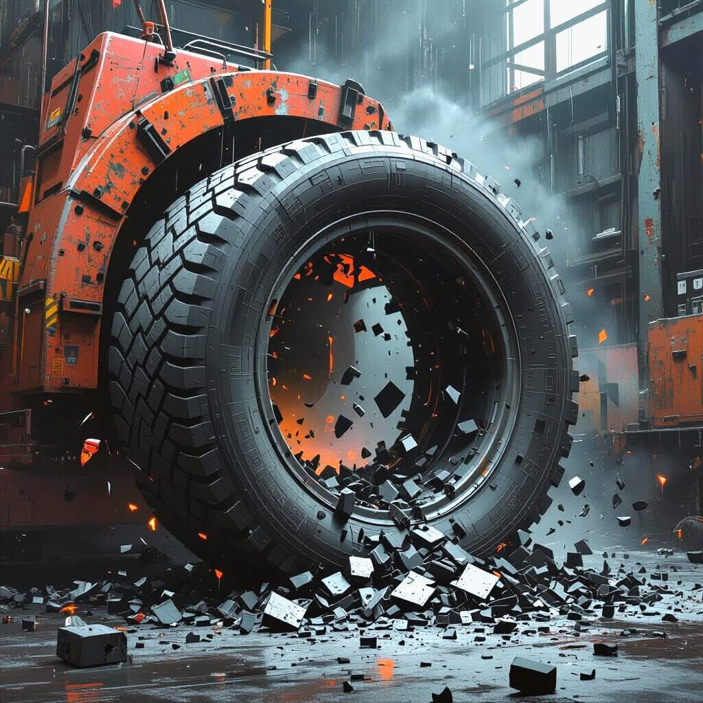 Tire Shredding at Recycling Plant
