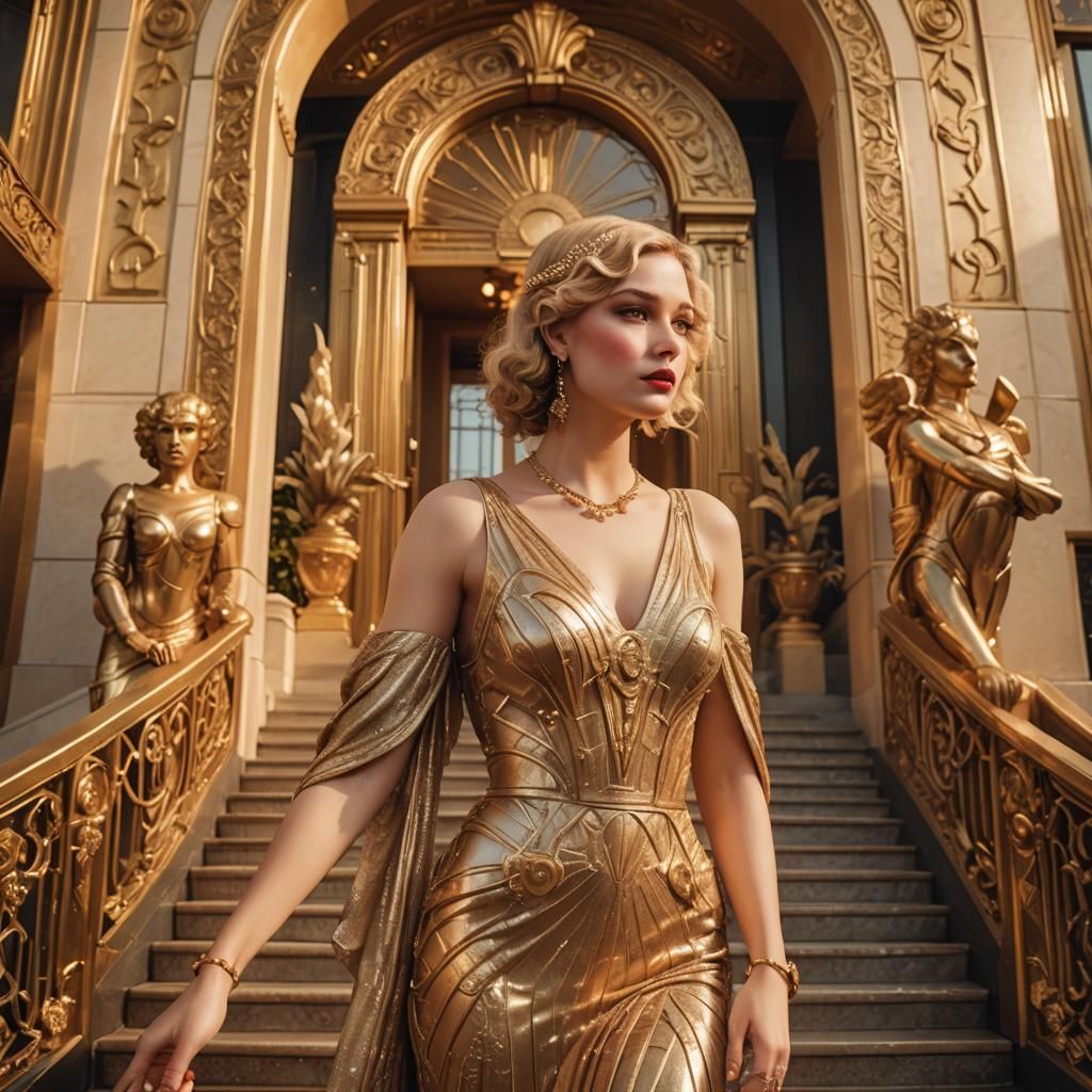 Fairytale Romance Novel Cover in Art Deco Style