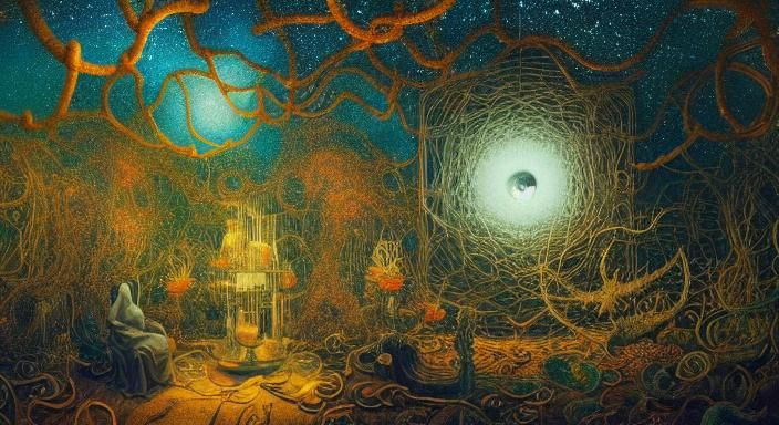 Eerie Fairytale: A Mystical Ghost in a Surreal Landscape