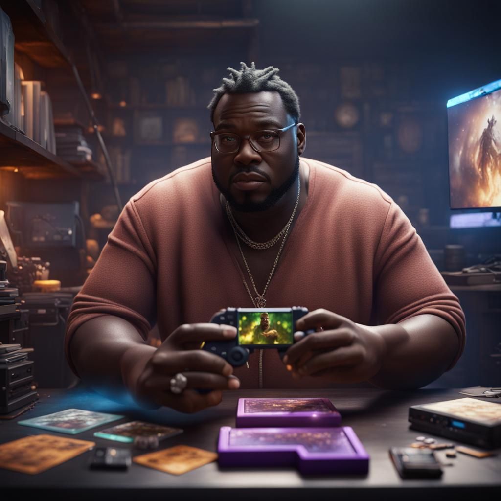 African American Man Creates Video Game Cartridge