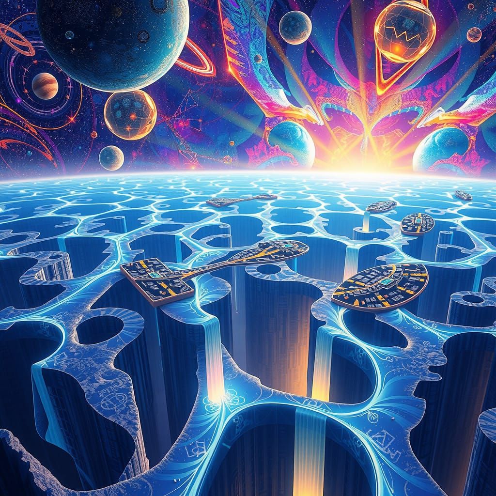 Ethereal Cosmic Landscape Unfolds in Radiant Geometry