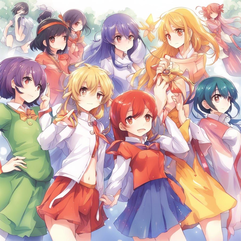 Rainbow Girls in Anime Key Visual Style
