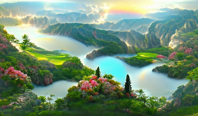 Lush Canyon Vista with Golden Light