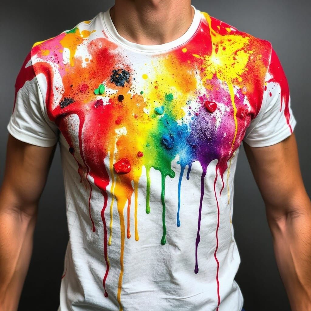 Rainbow Ink Splatter in Seven Colors