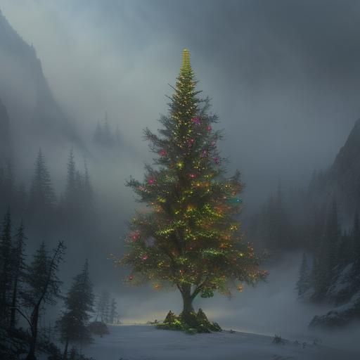 Ethereal Fantasy Grinch in Mist, Kinkade Style
