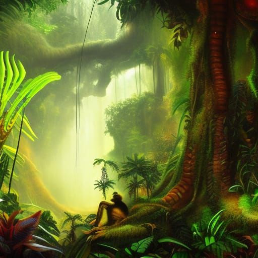 Monkeys in a Realistic Mysterious Jungle
