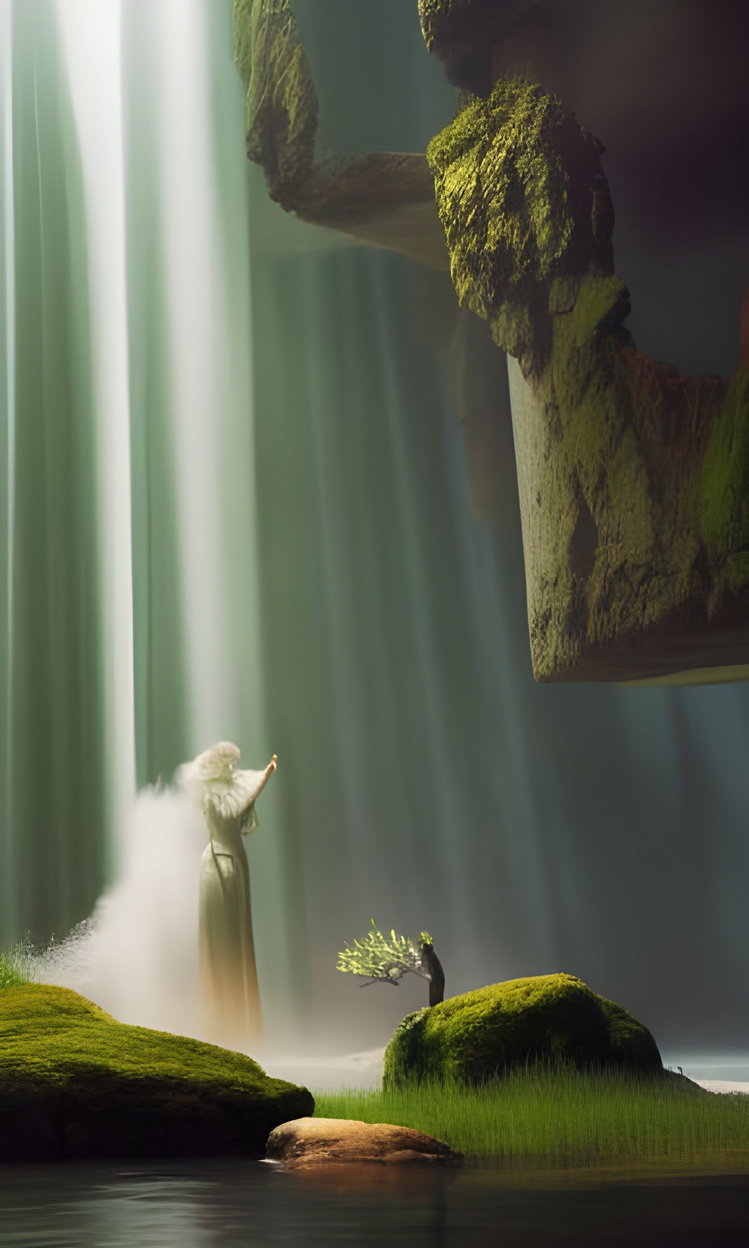 Elemental Portrait: Wind Meets Water in 3D Art