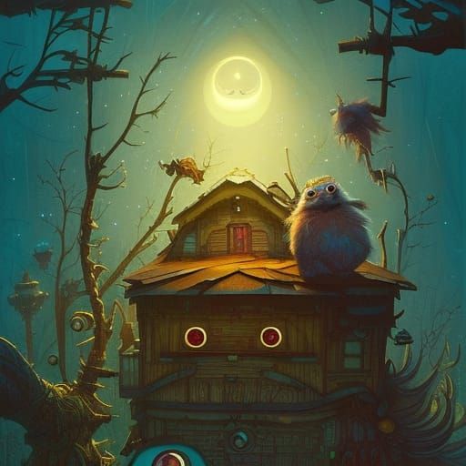 Frightened Adorable Monsters Hide Under Bed