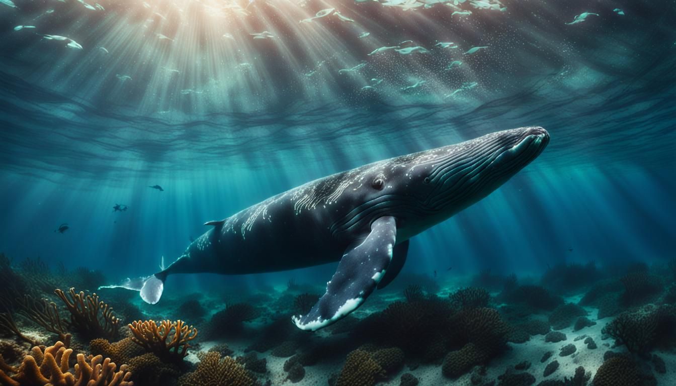 Whale Resting on Seabed in Warm Light