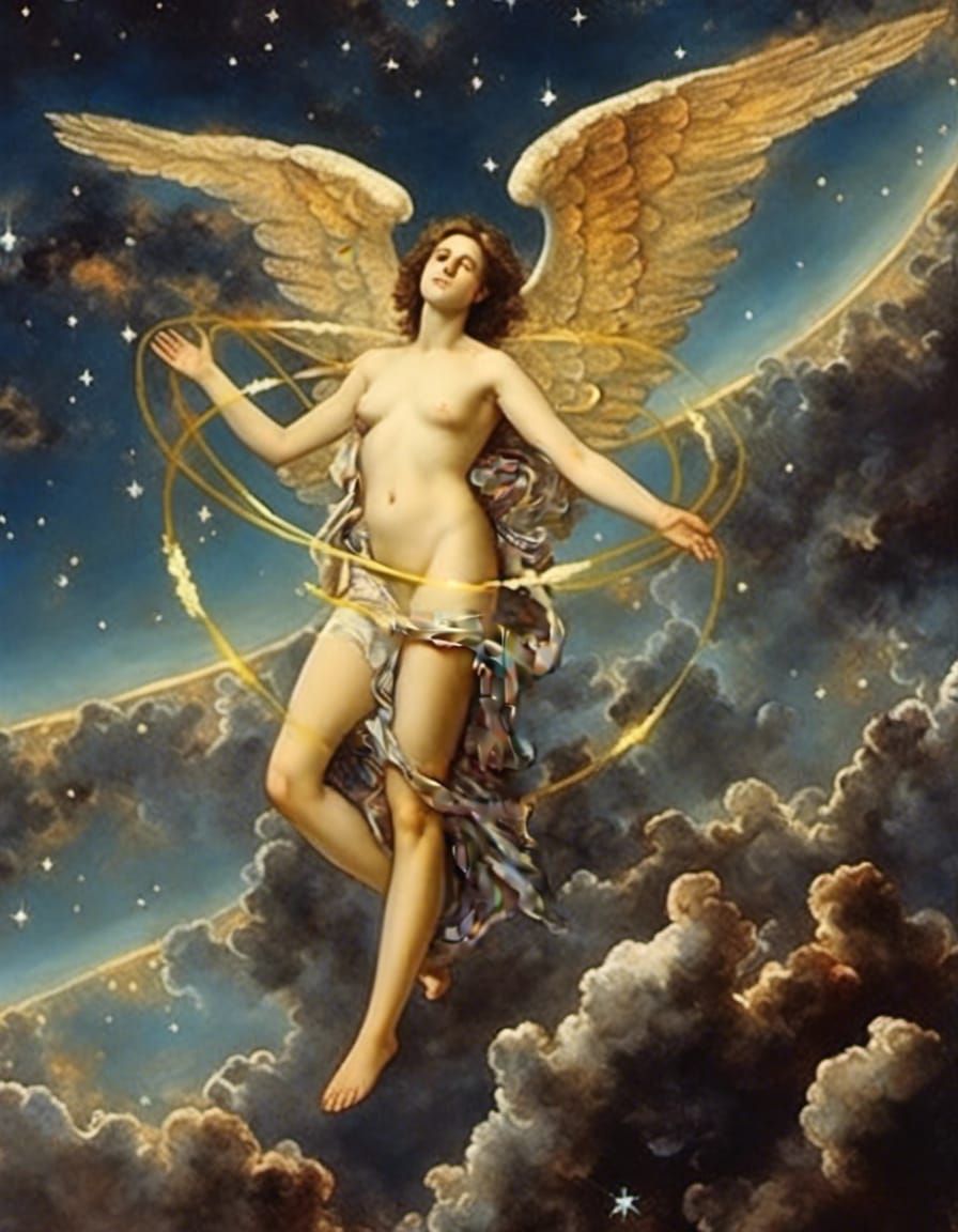 <lora:Nebular:1.0> Old testament angel wheels wings eyes