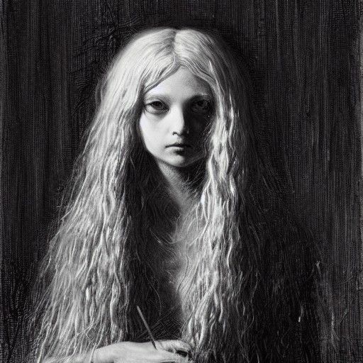 Eerie Luna Lovegood Portrait in Engraving Style