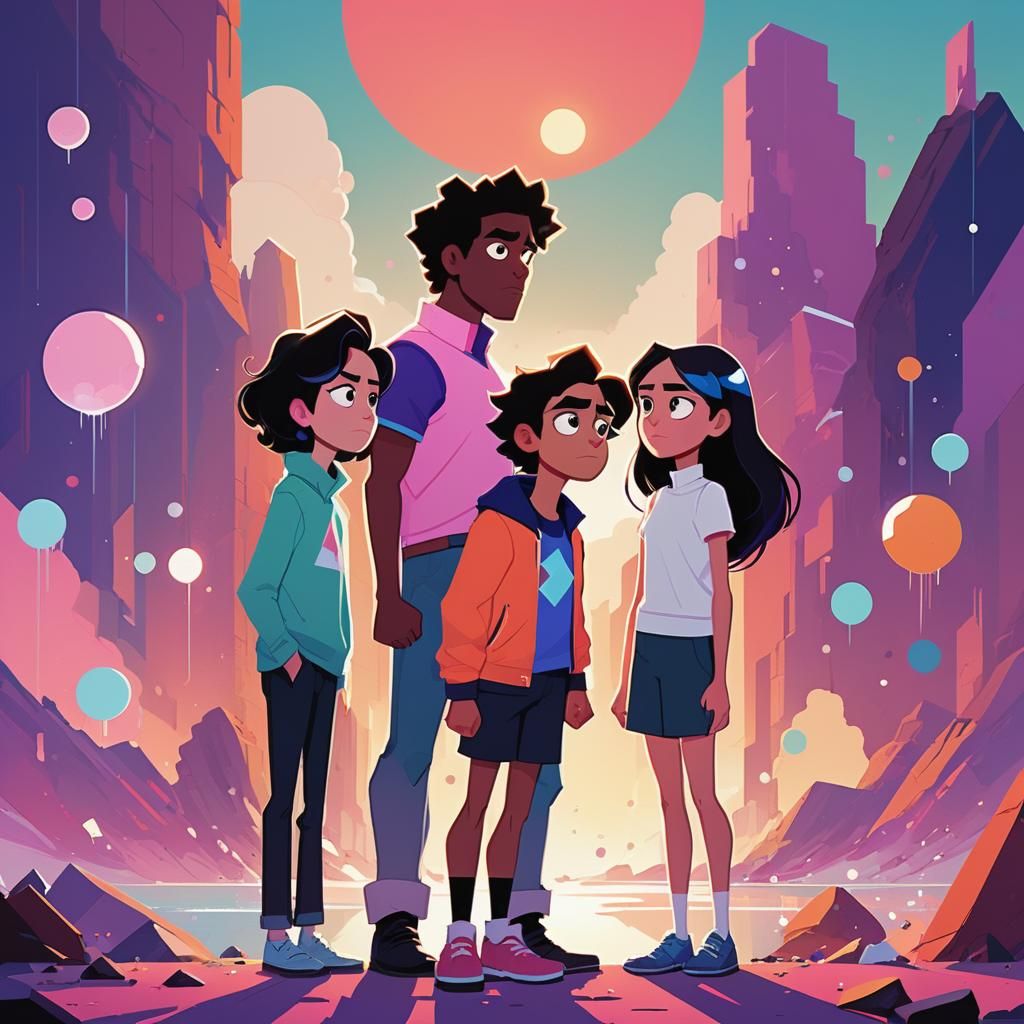 in the minimalist illustrative style of Yanz Gutierrez, Lina Ngo, Pace Wilder, Jeff Paulsrudd, pascal campion, BakaArts,...