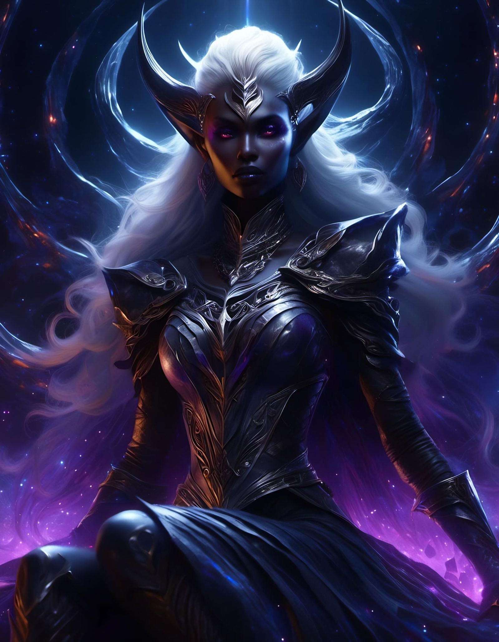 Hyperdetailed Dark Elf Queen on Throne