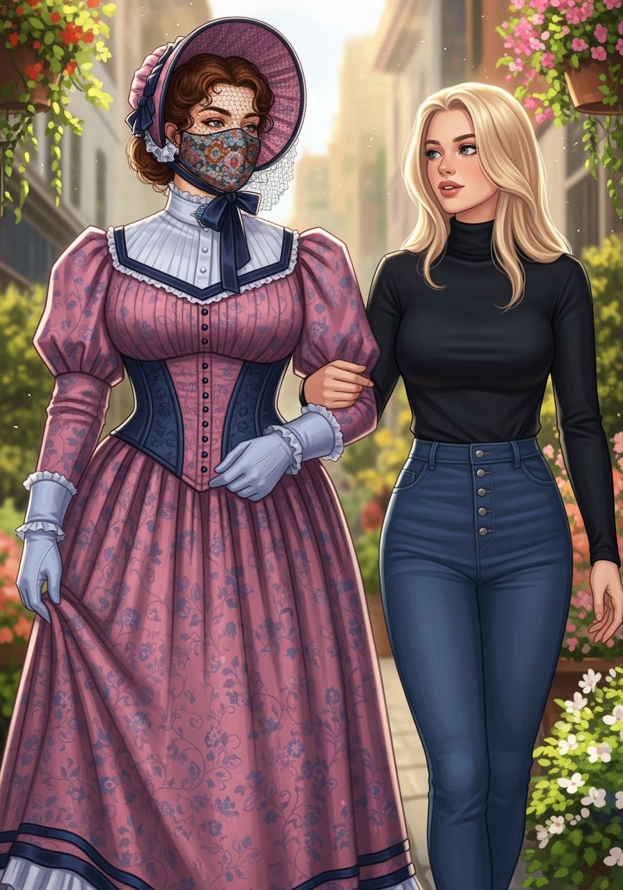 Victorian Meets Modern: Floral Dress in a Sunlit City